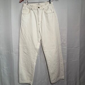 Cotton On Long Straight Leg Jeans 6 Off-White High Rise Denim